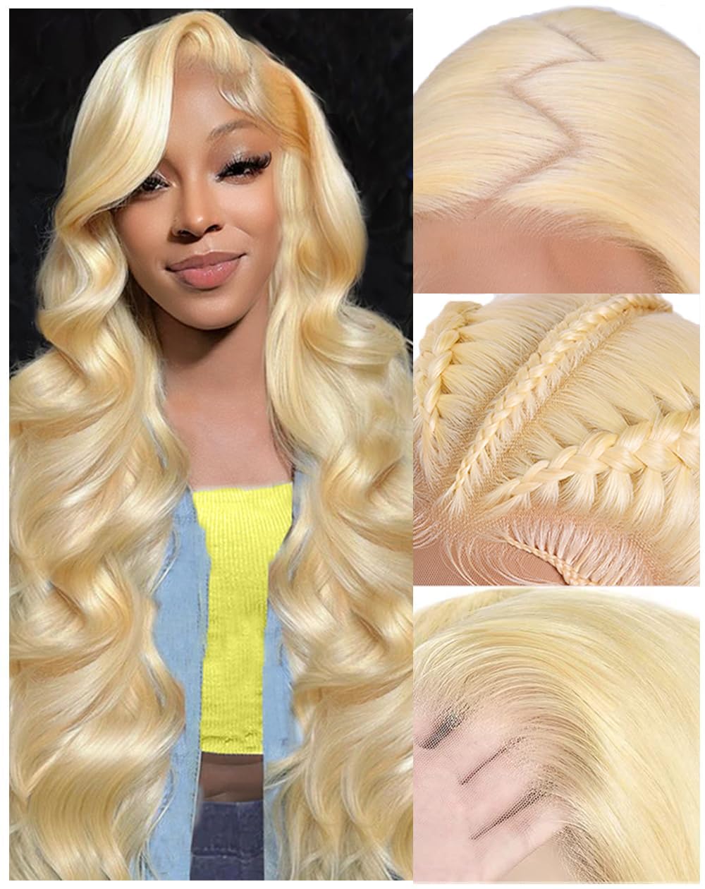 613 Blonde Body Wave Lace Front Wig - 30인치, 613번 색상, 13x4 또는 13x6