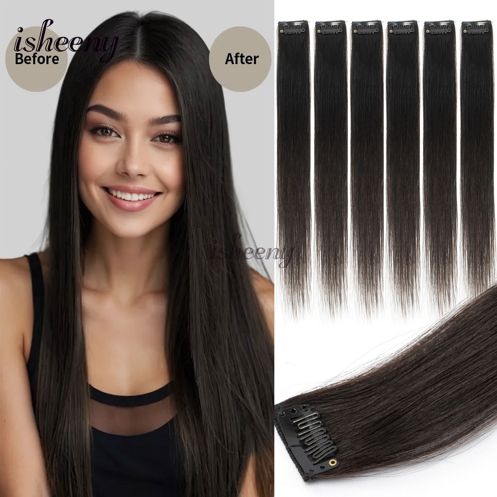 Seamless Clip In Hair Extensions Human Hair - 이시니 6피스 미니 클립인 인모 패드