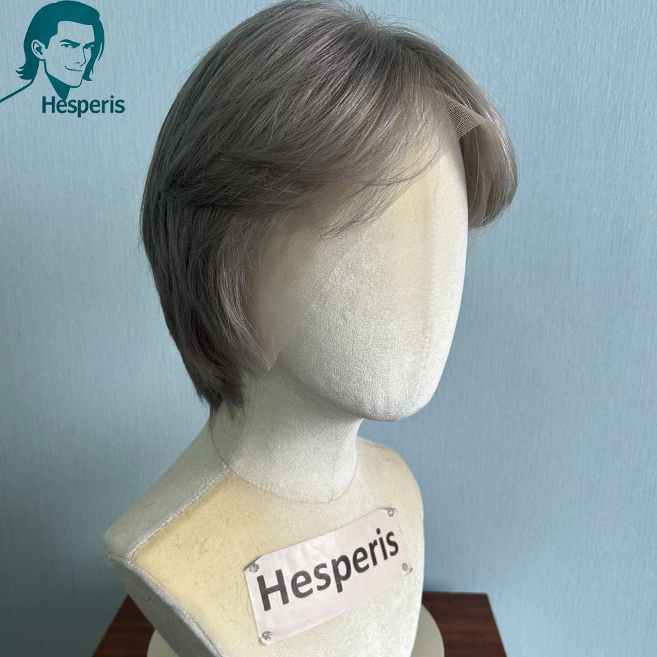 헤스페리스 브라질리언 레미 그레이 컬러 남성 숏컷 밥  - Pre Parted 13X4 Lace Front Bob Wig 리뷰 및 가격