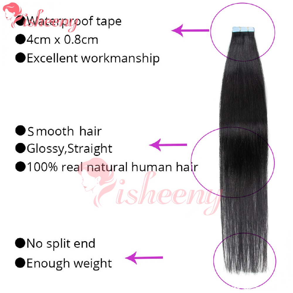 이시니 스트레이트 테이프형 헤어 익스텐션, 천연 인모  - Invisible Tape In Extensions Real Hair 리뷰 및 가격