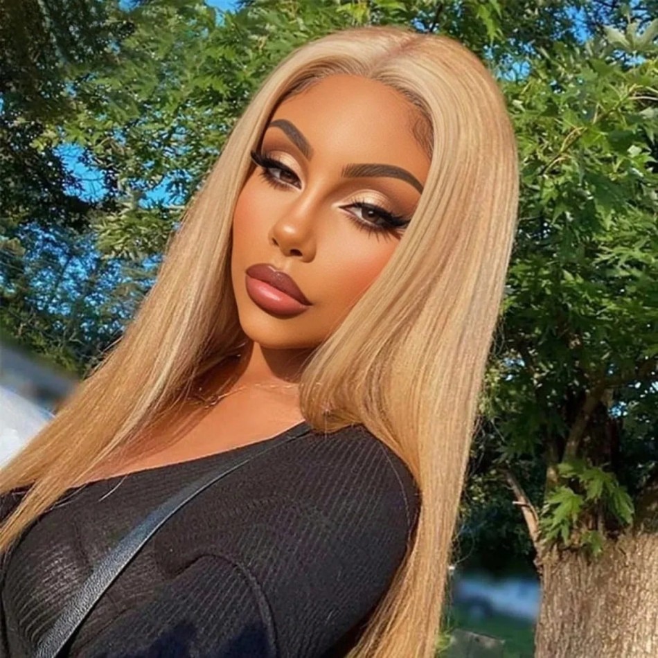 36인치, 27호 허니 블론드 색상의 생머리 가발, 1 - Hd Lace Frontal Wig Human Hair Pre Plucked 리뷰 및 가격