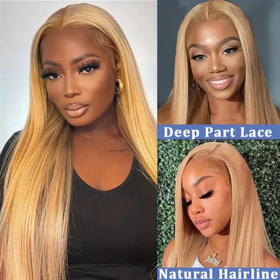 36인치, 27호 허니 블론드 색상의 생머리 가발, 1 - Hd Lace Frontal Wig Human Hair Pre Plucked 리뷰 및 가격