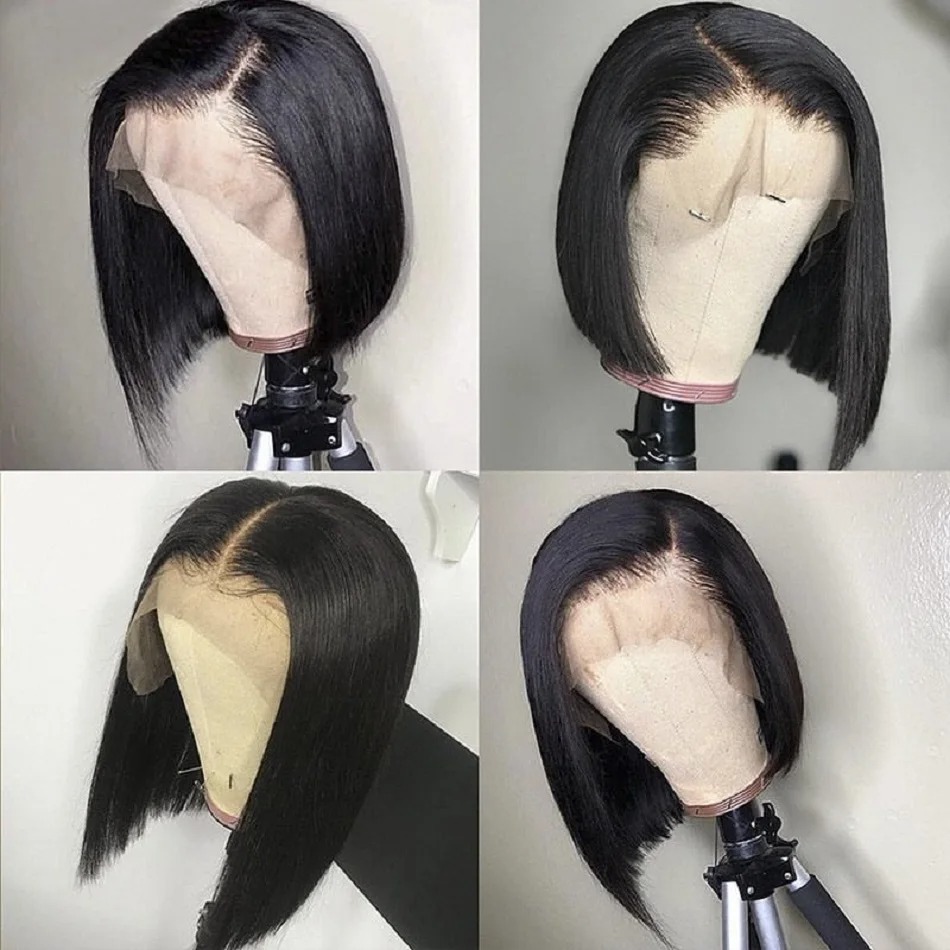 블랙 가발 짧은 레이스 프론트 가발 13x4 HD 밥  - Pre Parted 13X4 Lace Front Bob Wig 리뷰 및 가격