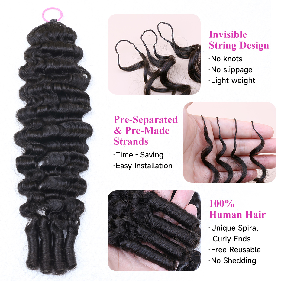 100% 인모 페더 크로셰 프리 루프드 인비저블 미라클 - Hair Bundles 리뷰 및 가격