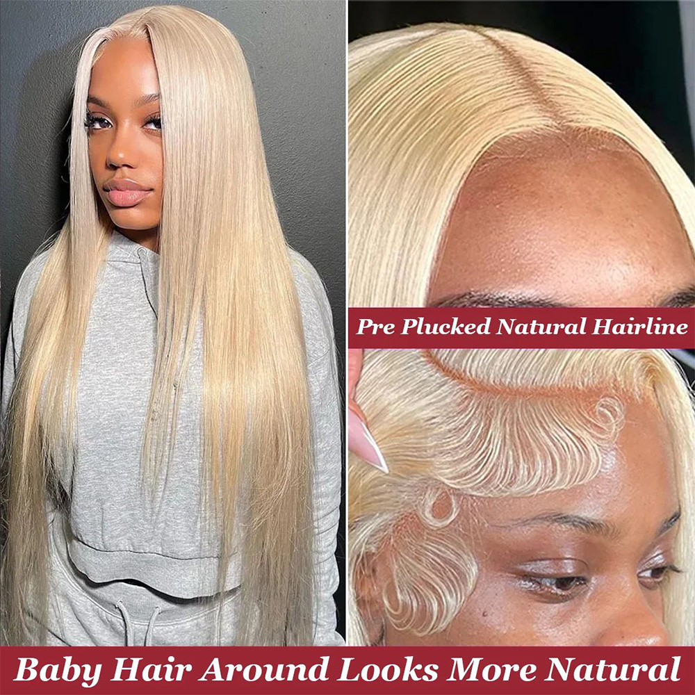 200% 밀도 613 블론드 본 스트레이트 13x6 H - Hd Lace Frontal Wig Human Hair Pre Plucked 리뷰 및 가격