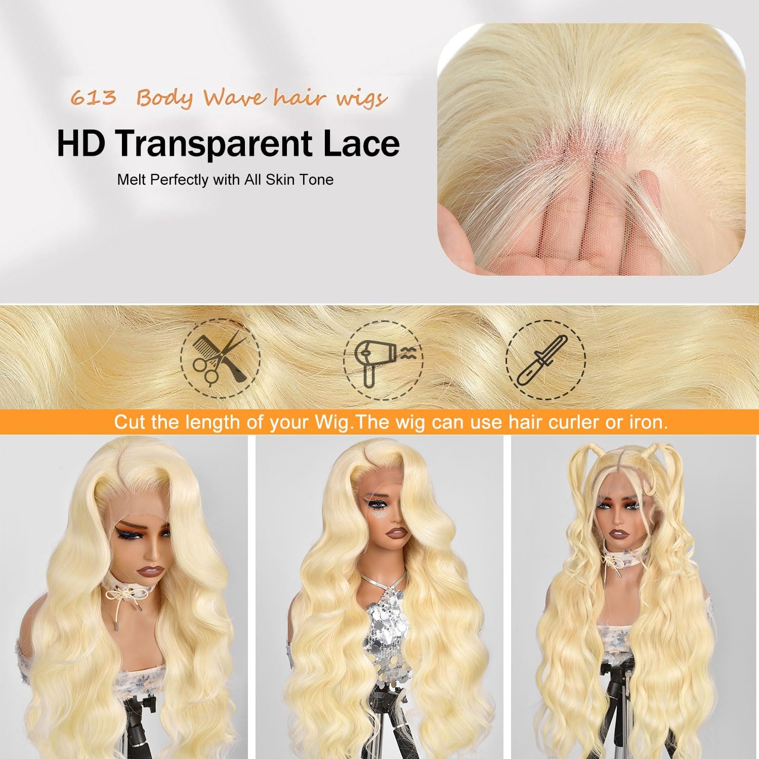 13x4 레이스 프론트 가발 인모 613 블론드 프리  - 613 Blonde Body Wave Lace Front Wig 리뷰 및 가격
