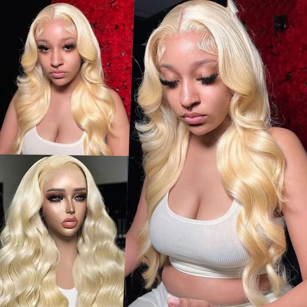 46인치 # 613번 밝은 금발, 자연스러운 웨이브 스 - 613 Blonde Body Wave Lace Front Wig 리뷰 및 가격