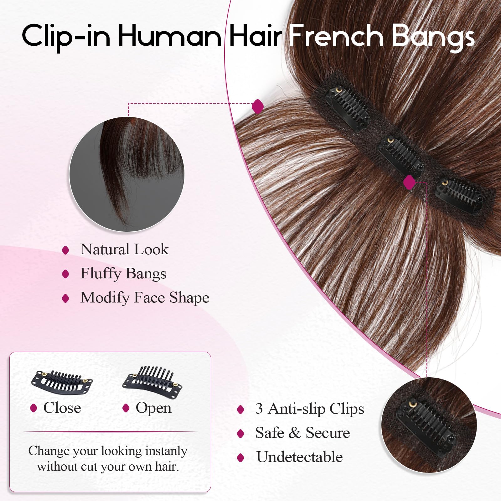 100% 인모 앞머리 클립형 에어 프린지 앞머리 여성용 - Seamless Clip In Hair Extensions Human Hair 리뷰 및 가격