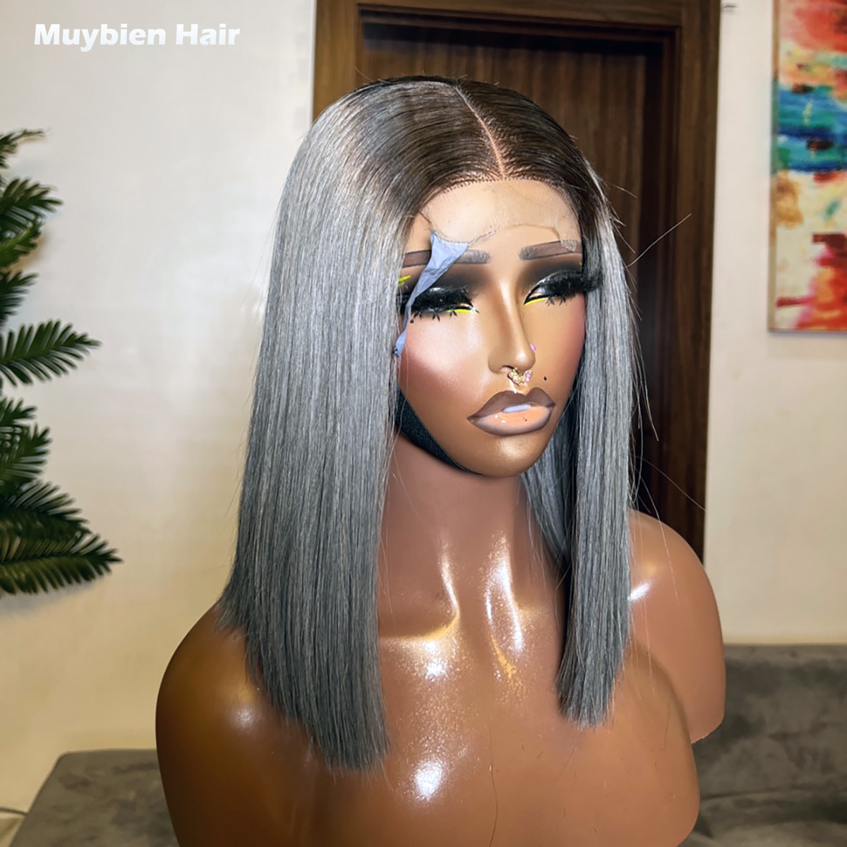 슈퍼 더블 드로운 본 스트레이트 그레이, 다크 4x4  - Glueless Wear And Go Human Hair Wig 리뷰 및 가격